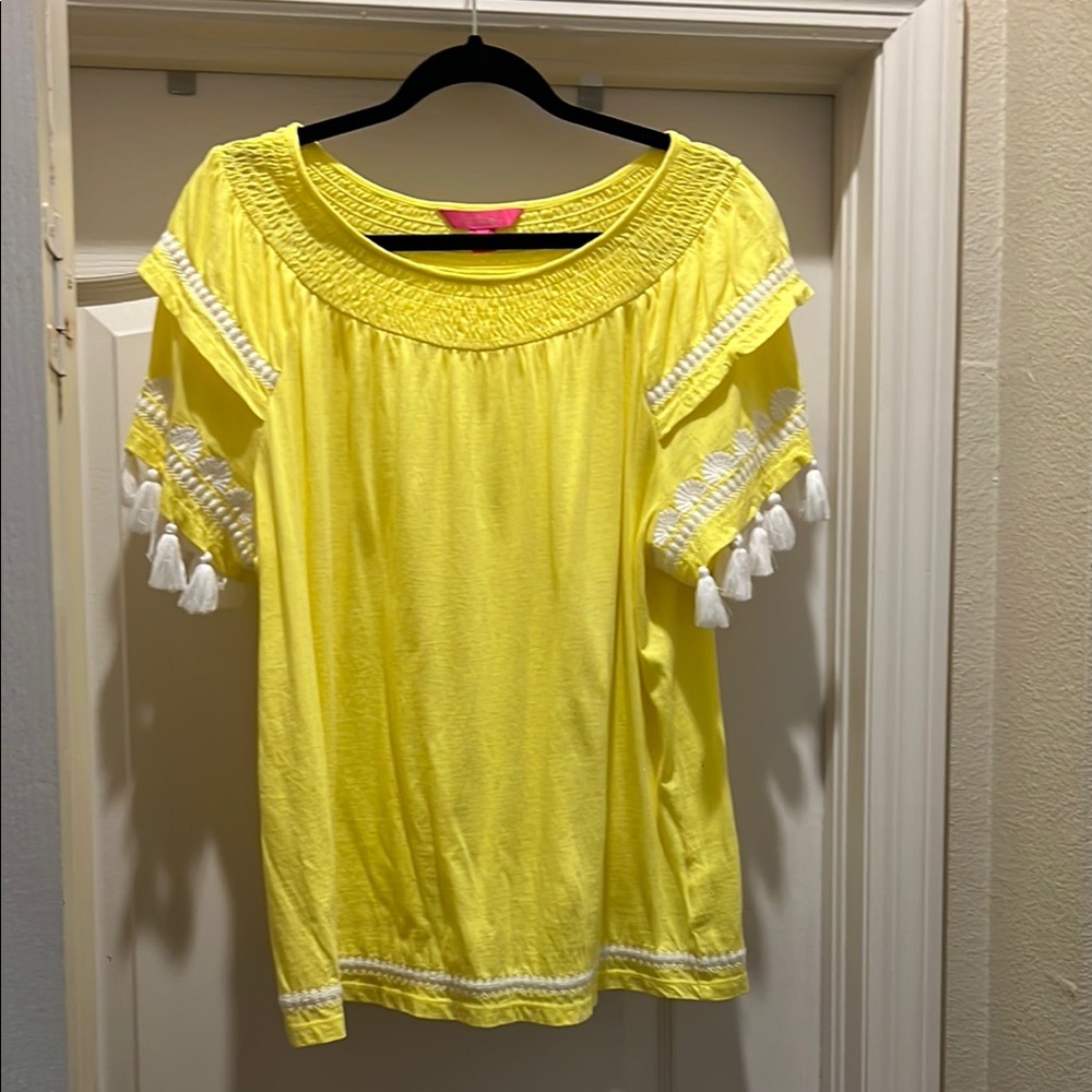 Lilly Pulitzer NailahTop Smocked Tassel Trim Top